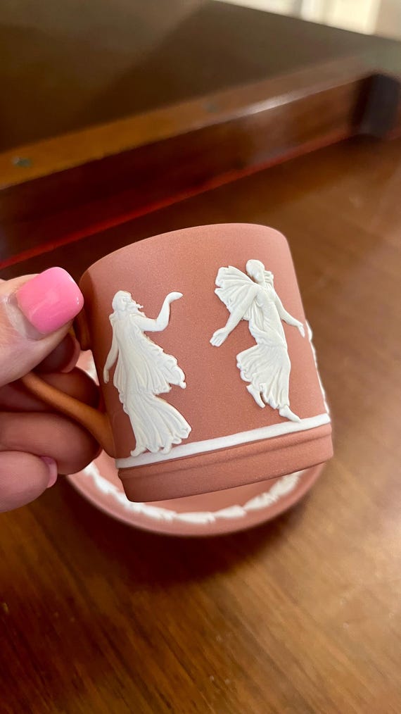 Wedgwood Jasperware Terracotta Dancing Hour Demitasse Cup and
