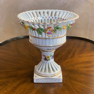 Porcelain Centerpiece; Vintage Porcelain Compote; Dresden Style; Capodimonte Style
