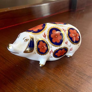 Royal Crown Derby Pig - Etsy UK