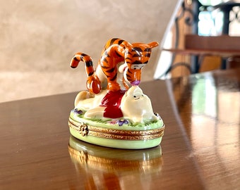 Artoria Limoges Limited Edition Winnie The Pooh and Tigger Limoges Box; Trinket Box; Collectible Limoges; Limoges France; Disney Limoges
