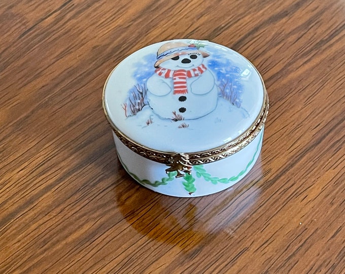 Limoges Porcelain Snowman Box Limoges Trinket Box Etsy