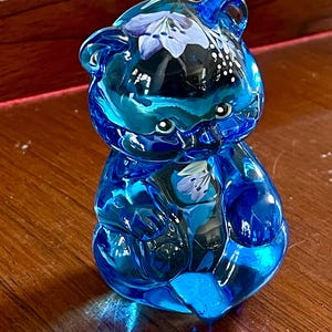 Fenton Glass Hand Painted Bear; Paperweight; Vintage Fenton Bear