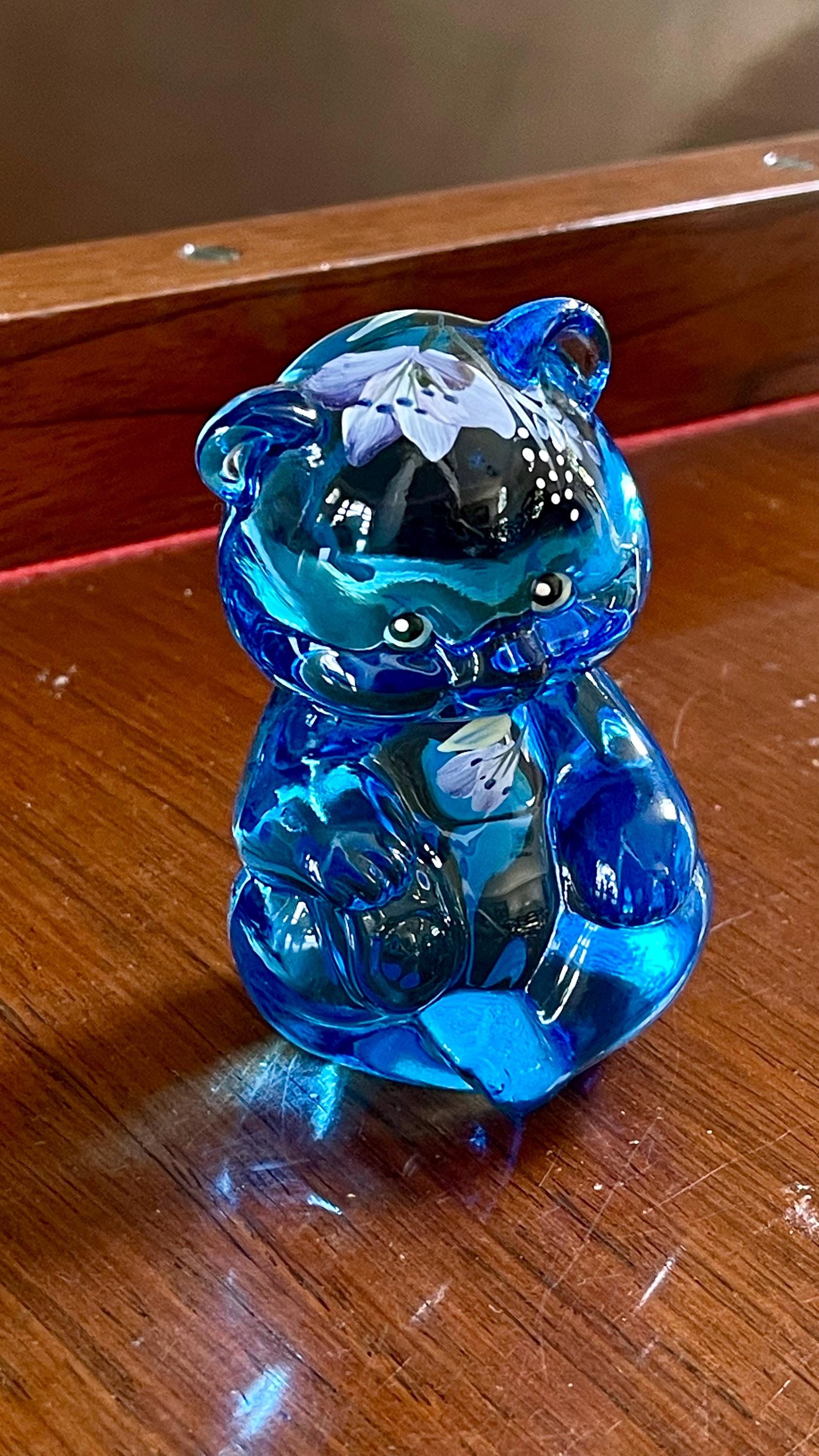 Fenton Glass Hand Painted Bear; Paperweight; Vintage Fenton Bear