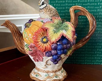 Fitz and Floyd Autumn Bounty Teapot 679/30; Thanksgiving Teapot - Etsy