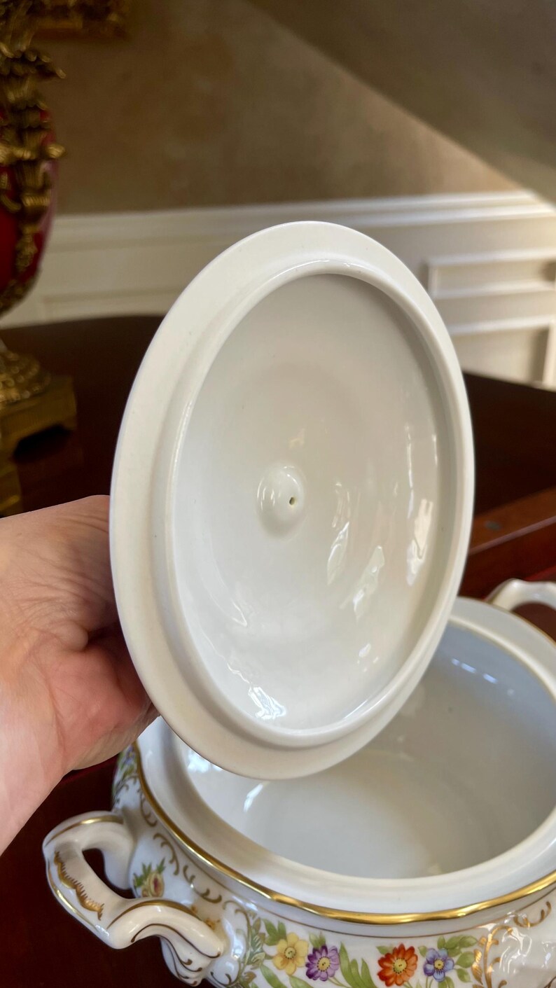 Schumann Bavaria Empress Dresden Flowers Round Covered Vegetable Bowl ...