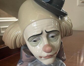 Lladro “pensive” Clown With A Bowler Hat 10.5” Tall Mint Condition