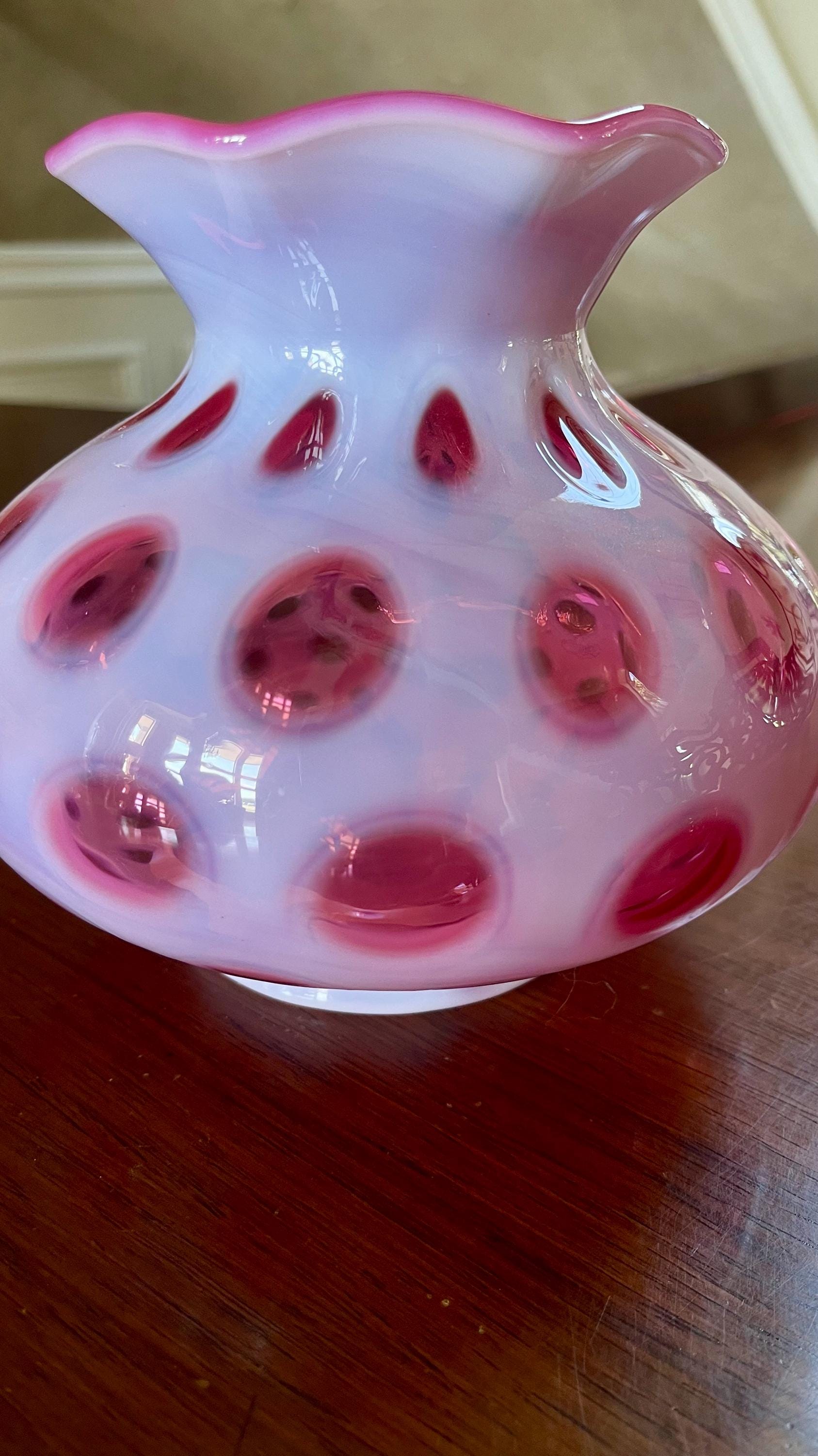 ヴィンテージ フェントン クランベリー オパールセント コイン ドット