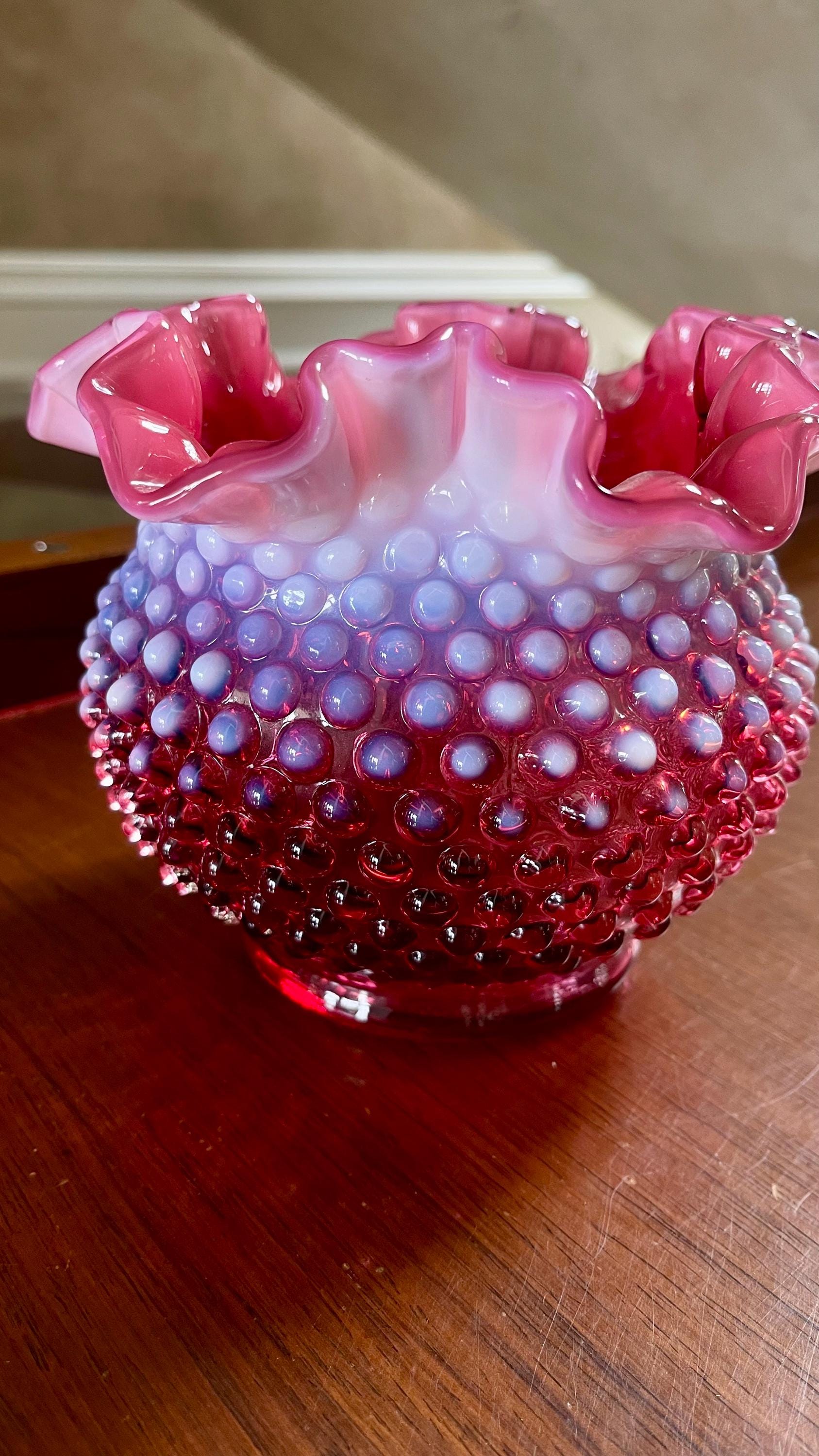 ヴィンテージ フェントン オパールセント クランベリー ローズ ボウル