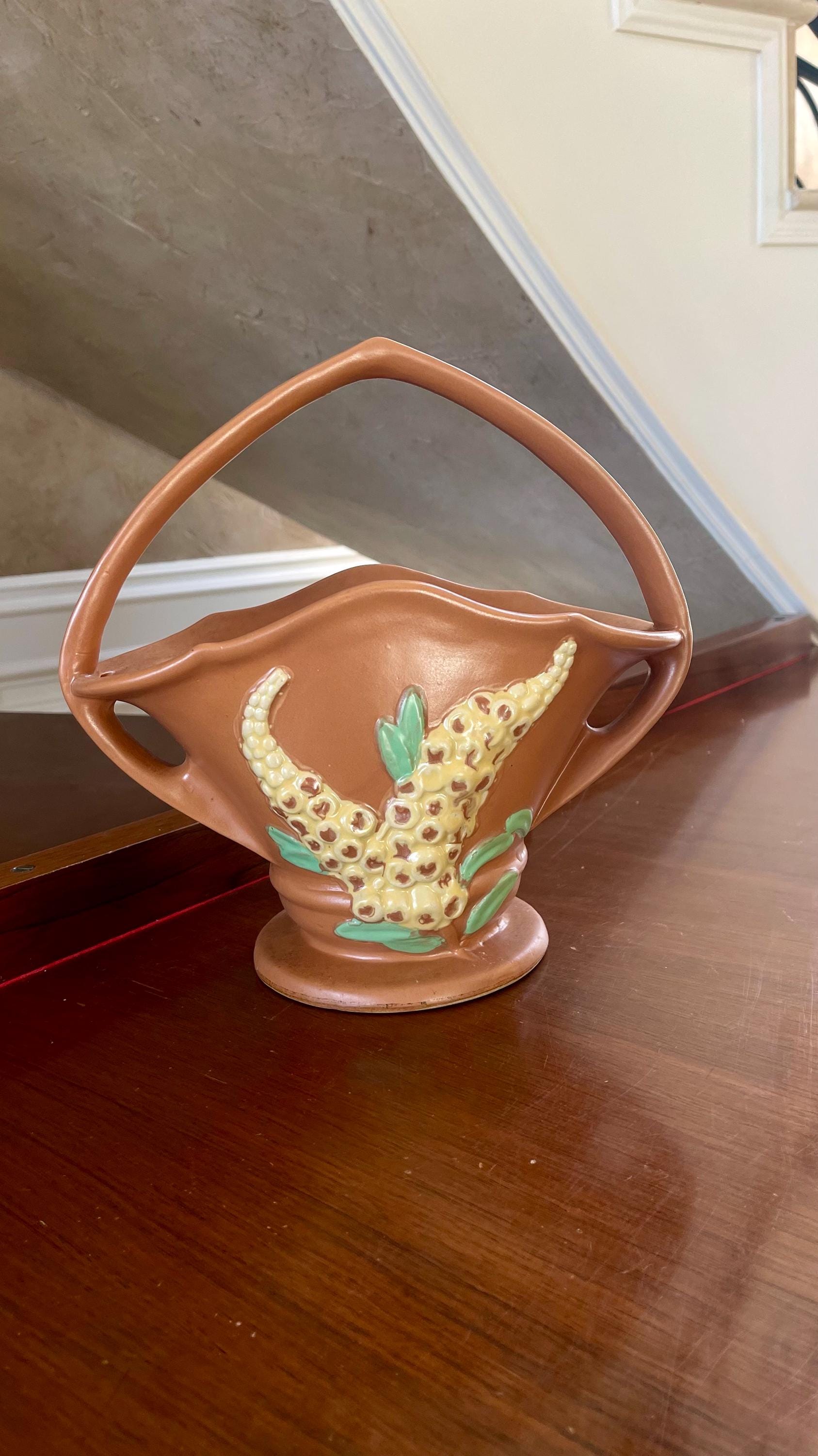 Vintage Roseville Pottery Brown Foxglove 375-12” Basket - Etsy