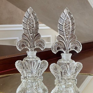 Pair of Vintage Art Deco Crystal Perfume Bottles