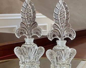Pair of Vintage Art Deco Crystal Perfume Bottles