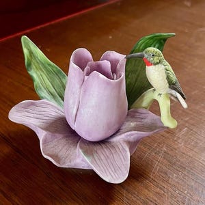 Vintage Hand Painted Bisque Hummingbird Figurine
