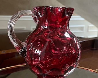 ヴィンテージ フェントン クランベリー コイン ドット ガラス