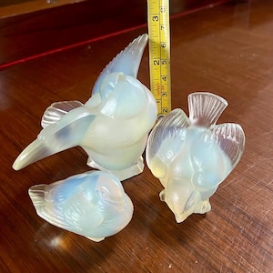 3 Pc. Set of Sabino Art Glass France Opalescent Birds