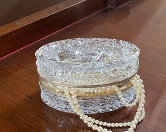 German Lead Crystal Jewelry Box; Vintage Jewelry Box