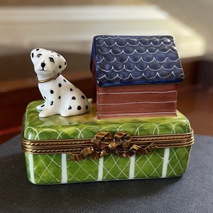 Limoges Dog House With Dog Box; Limoges Trinket Box; Collectible Limoges; Limoges France; Hand Painted