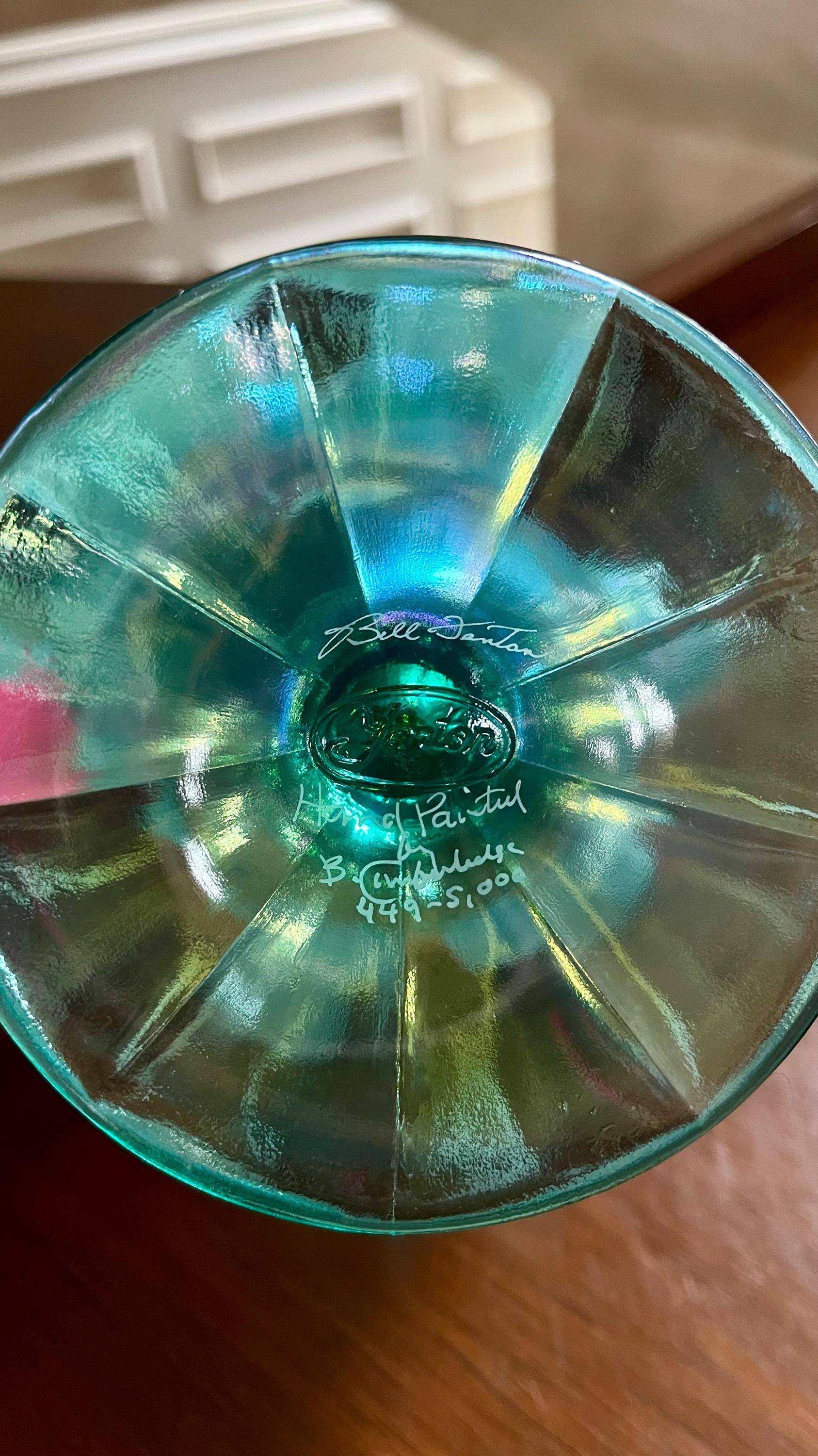 Fenton Glass Plum Crest 10.5” Hand Painted 1993 Limited