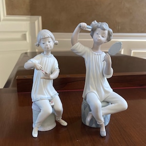 Lladro Set of Two Porcelain Figurines Matte Finish