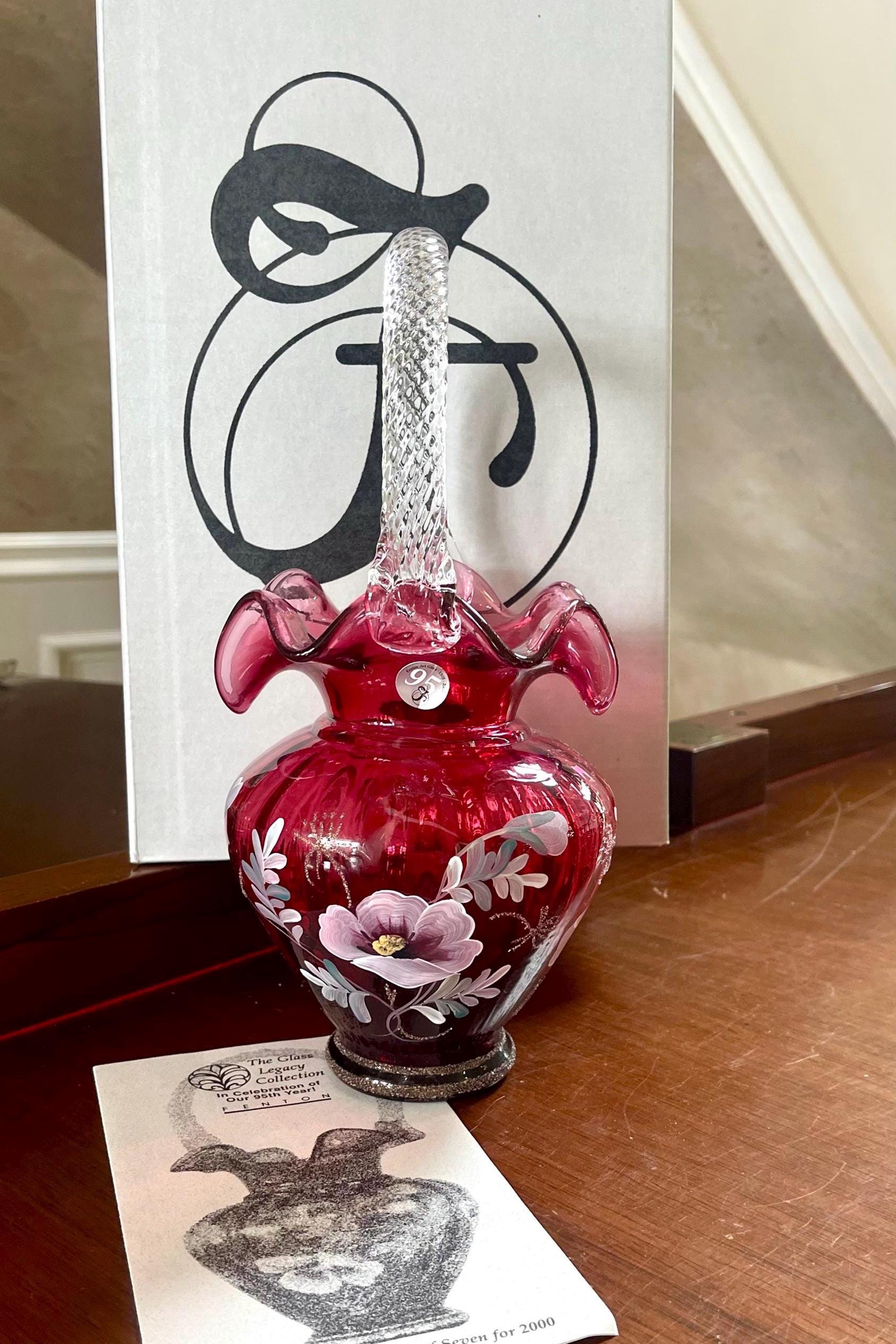 フェントン　ミニバスケット　アメリカ　ヴィンテージ　アンティーク Fenton glass basket - Etsy 日本
