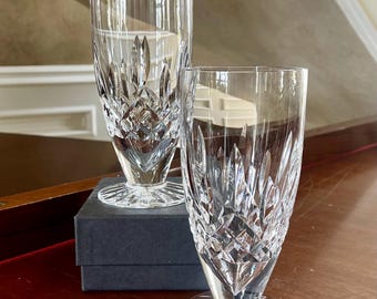 Pair Of Waterford Crystal Lismore Footed Iced Tea Glasses 14 oz.; Vintage Waterford Lismore Glasses Made in Ireland