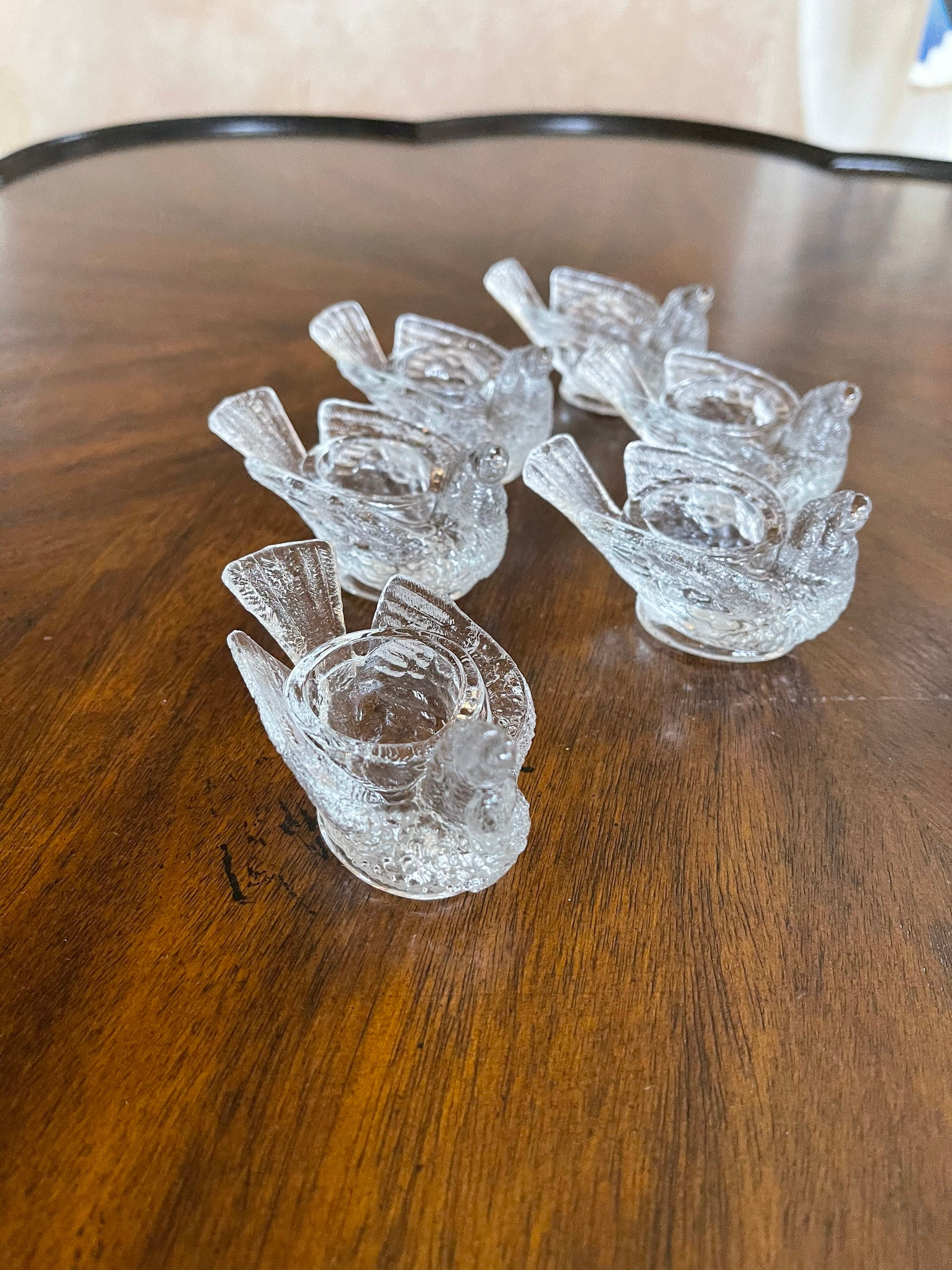 Set of 6 Vintage Clear Glass Bird Salt Cellars Etsy