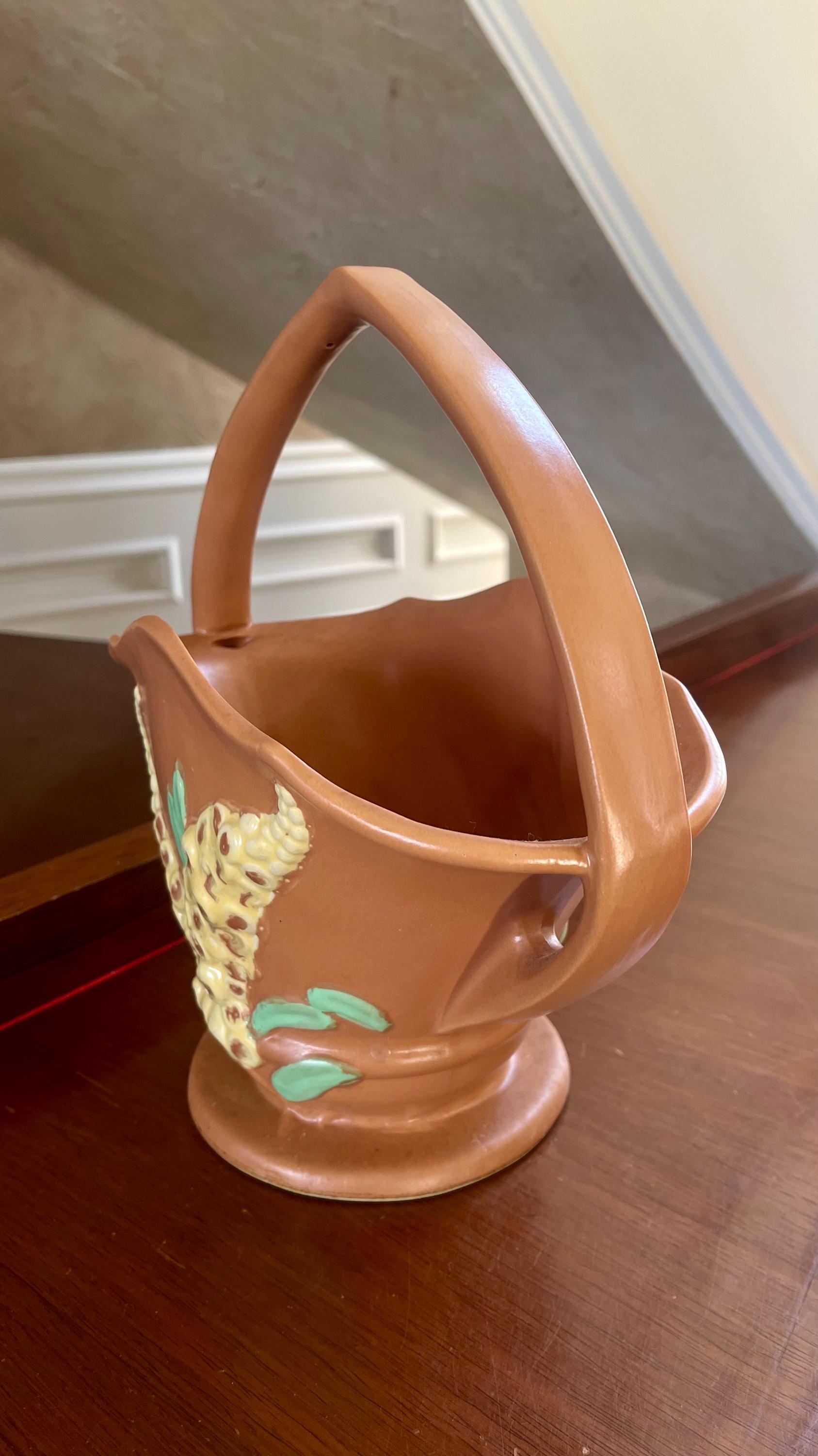 Vintage Roseville Pottery Brown Foxglove 375-12” Basket - Etsy
