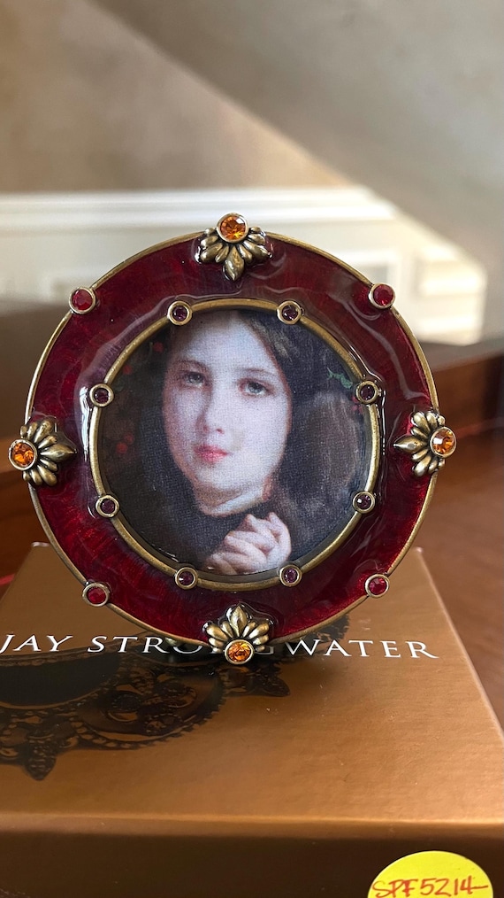 JAY STRONGWATER スワロフスキークリスタル × エナメル 写真立て Jay Strongwater Agatha Round Mini Enamel and Swarovski Crystal