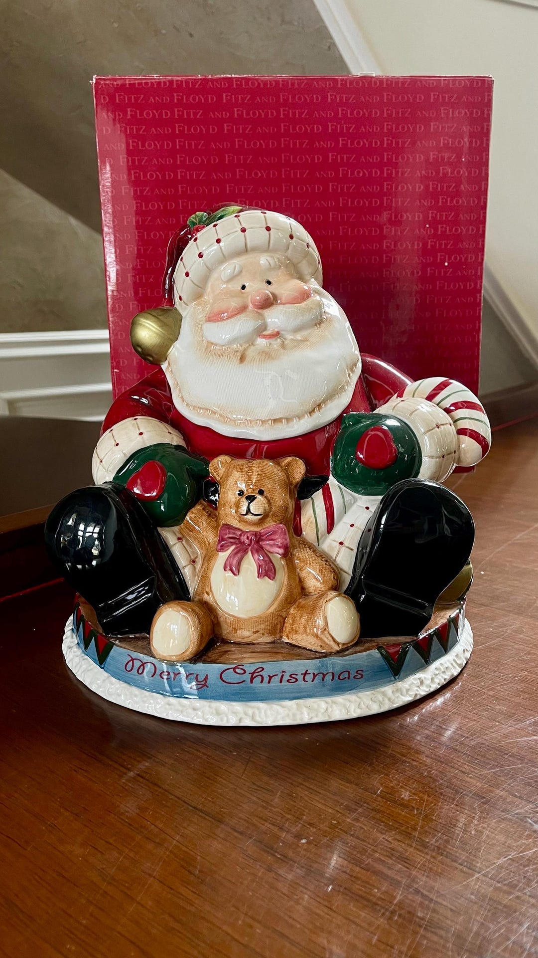 Fitz & Floyd Fireplace Santa Cookie Jar Mint Condition - Etsy Israel