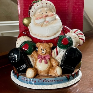 Fitz & Floyd Fireplace Santa Cookie Jar Mint Condition - Etsy