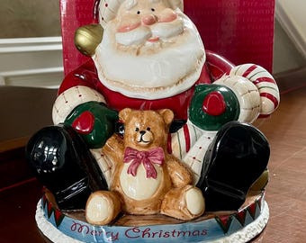 Fitz & Floyd Fireplace Santa Cookie Jar Mint Condition - Etsy