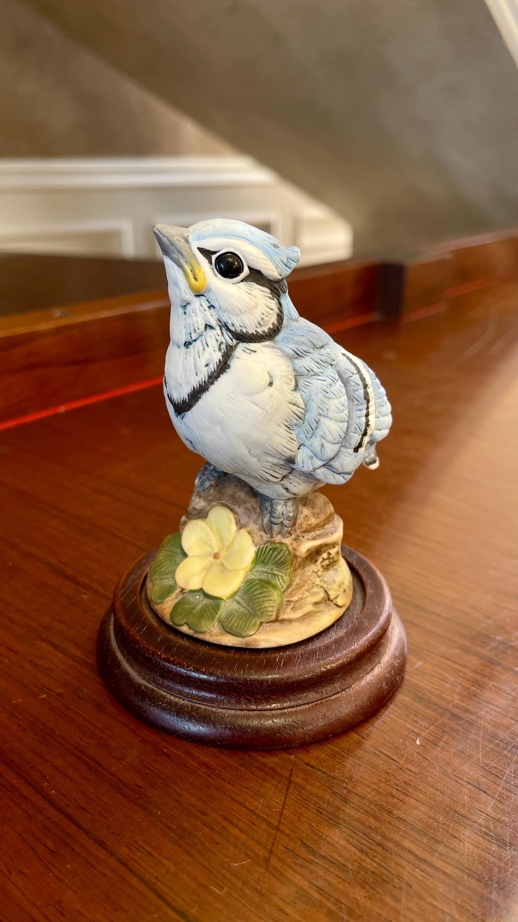 Andrea by Sadek Blue Jay Bird Figurine With Base - Etsy