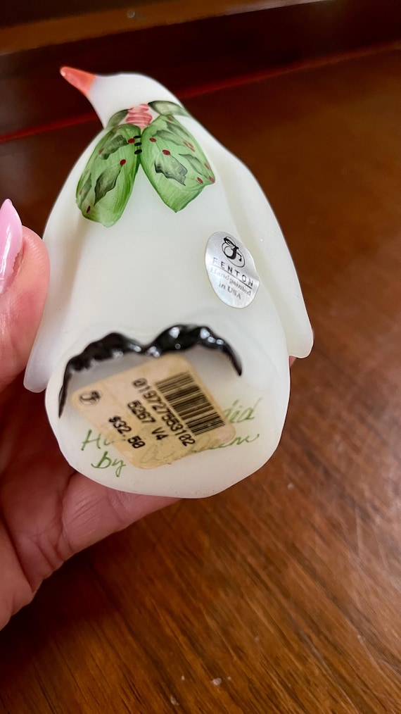 フェントン ガラス ハンドペイント ホリデー ペンギン; ペーパー