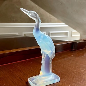 Rare Sabino Art Glass France Opalescent 7 1/2” Tall Heron
