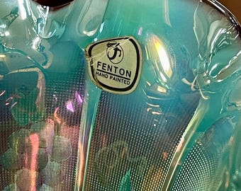<HKさま専用＞フェントン ブルーイリデセントグラス・プラムクレスト コンポート HKさま専用＞フェントン ブルーイリデセントグラス・プラム