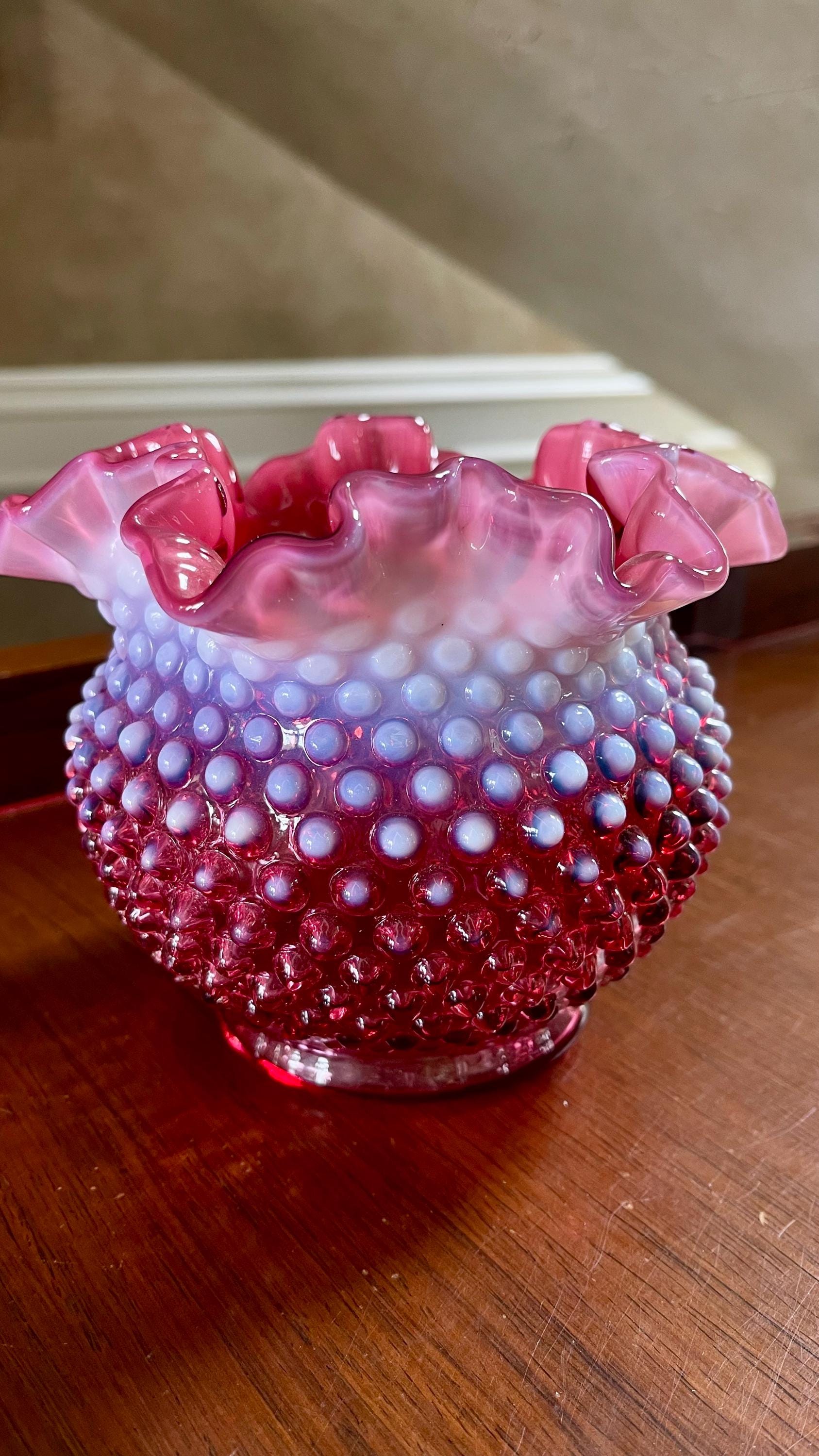 フェントン ピンククレスト Cut & Block オパールセントコンポート フェントン ピンククレスト Cut & Block オパールセントコンポート