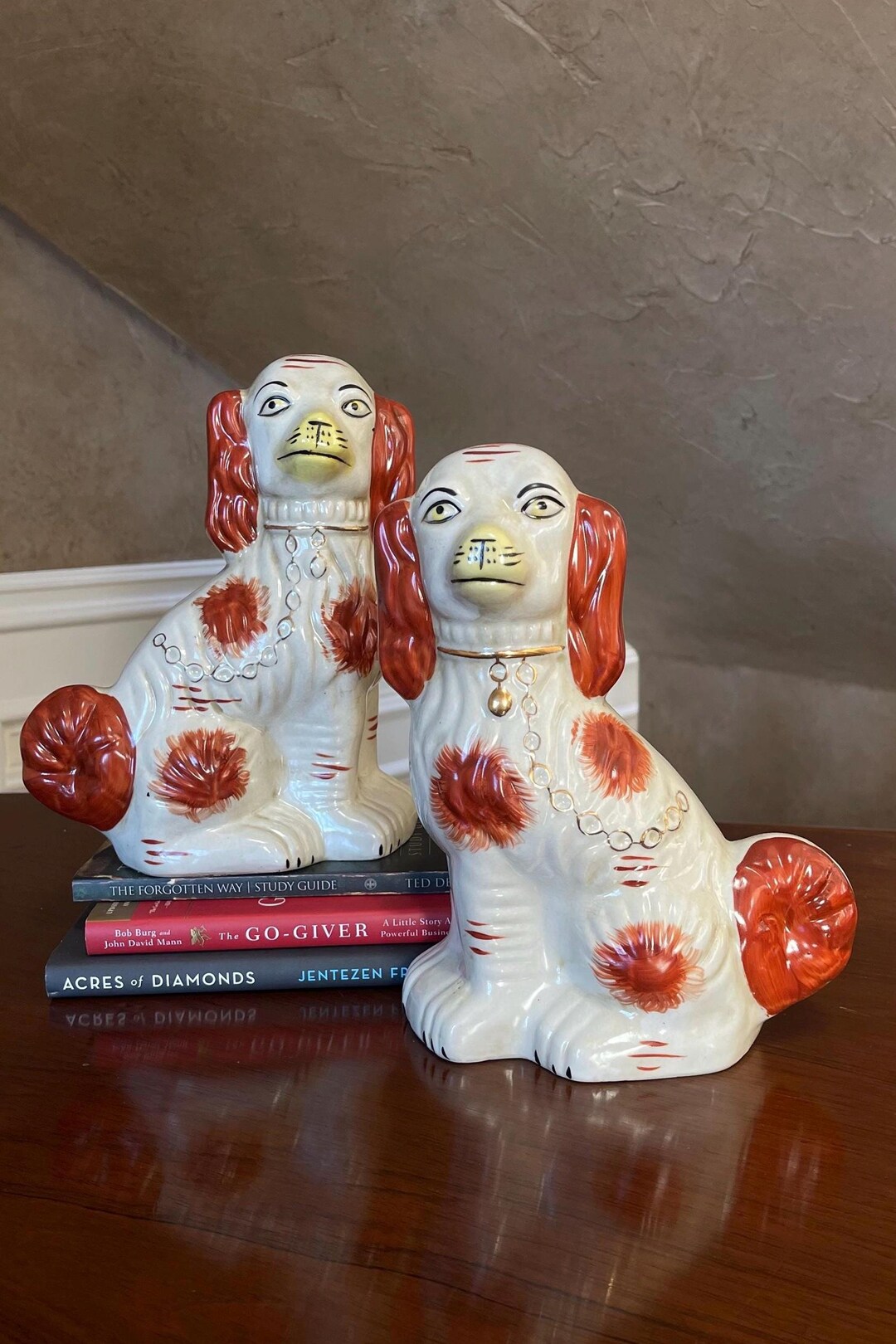 Hand-Painted Dolomite Vintage Reproduction Staffordshire Bookends