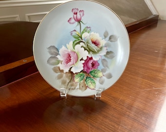 Ucagco China Hand Painted Roses Plate Made in Occupied Japan; Hand Painted Porcelain Plate