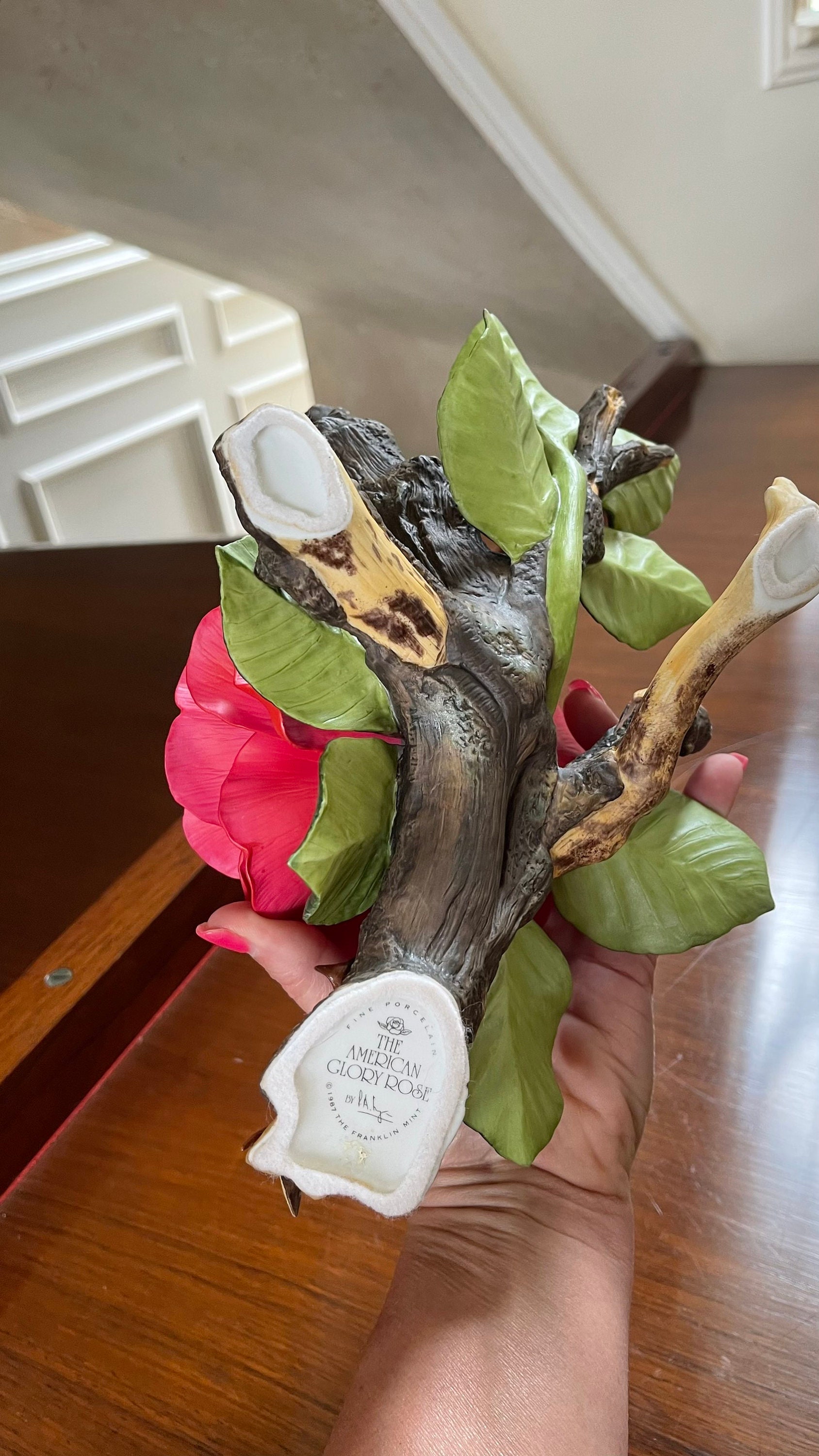 Large 10” Wide Franklin Mint 1987 the American Glory Rose on