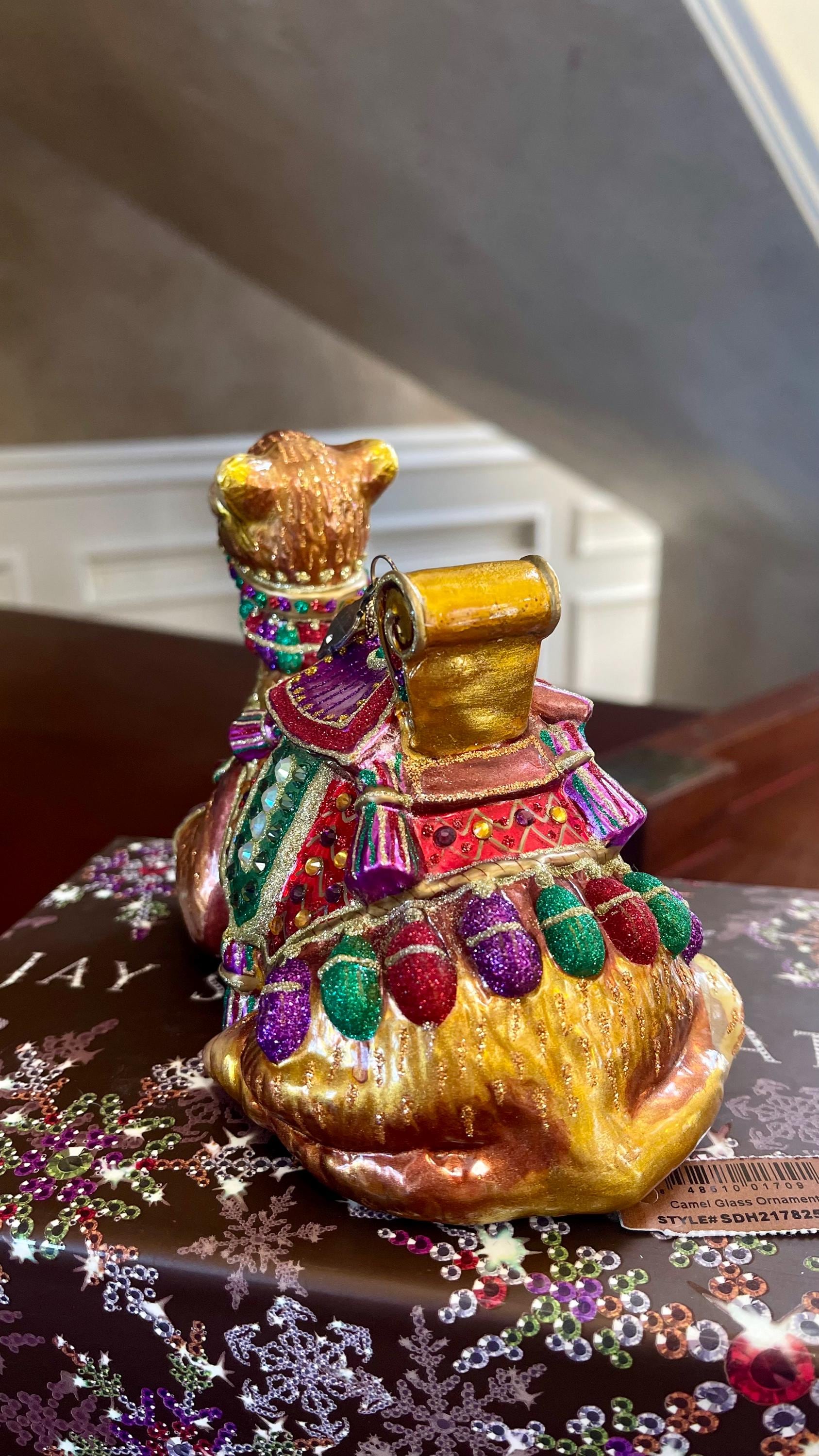 Jay Strongwater Camel Ornament Hand Blown Glass and Hand Painted