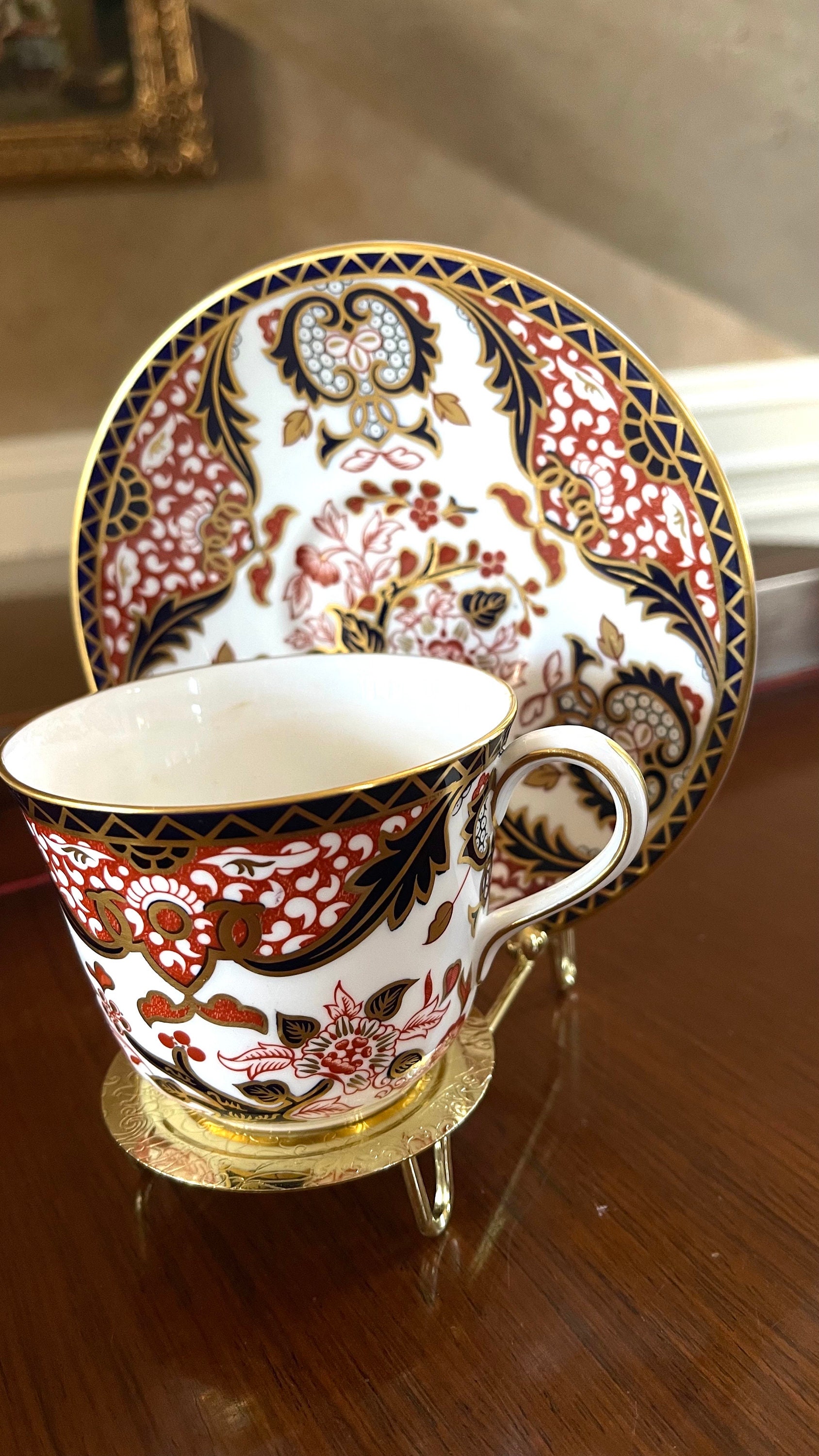 Royal Crown Derby Kings Pattern Fine English Bone China Flat Cup