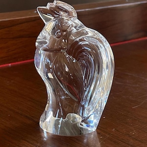 Steuben Glass Rooster Paperweight; Steuben Rooster Hand Cooler; Art Glass