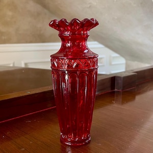 Fenton 7 1/2”  Amberina Glass Vase; Fenton Hand Blown Glass Vase