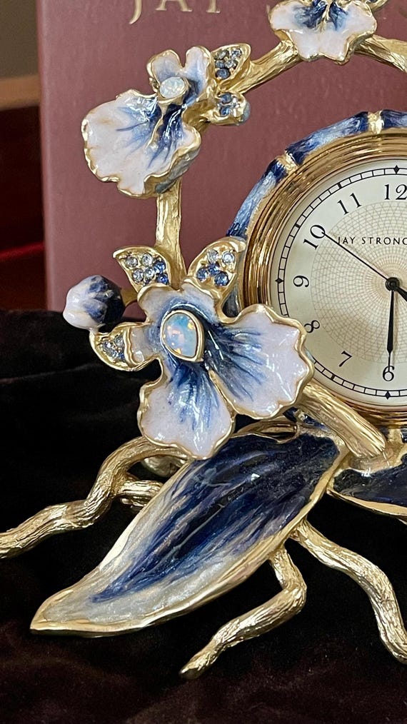 Jay Strongwater Tara Orchid Clock Delft Garden New in Box - Etsy