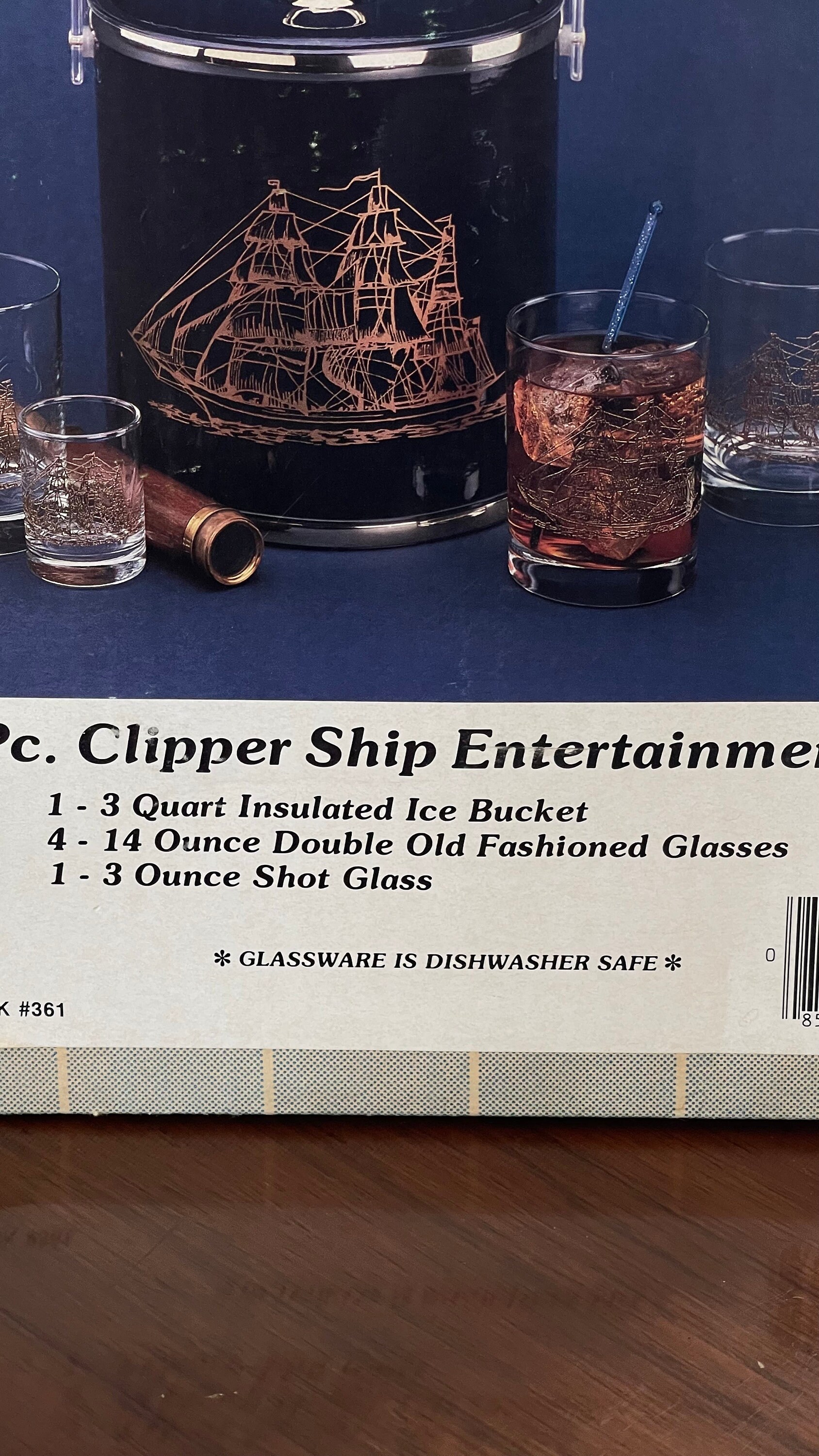 6 Pc. Clipper Ship Entertainment Set Double Old Fashioned Glasses 