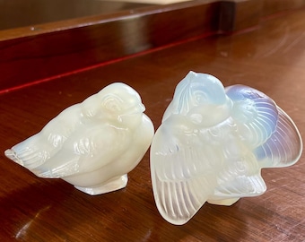 Pair of Sabino Art Glass France Opalescent Birds - Etsy