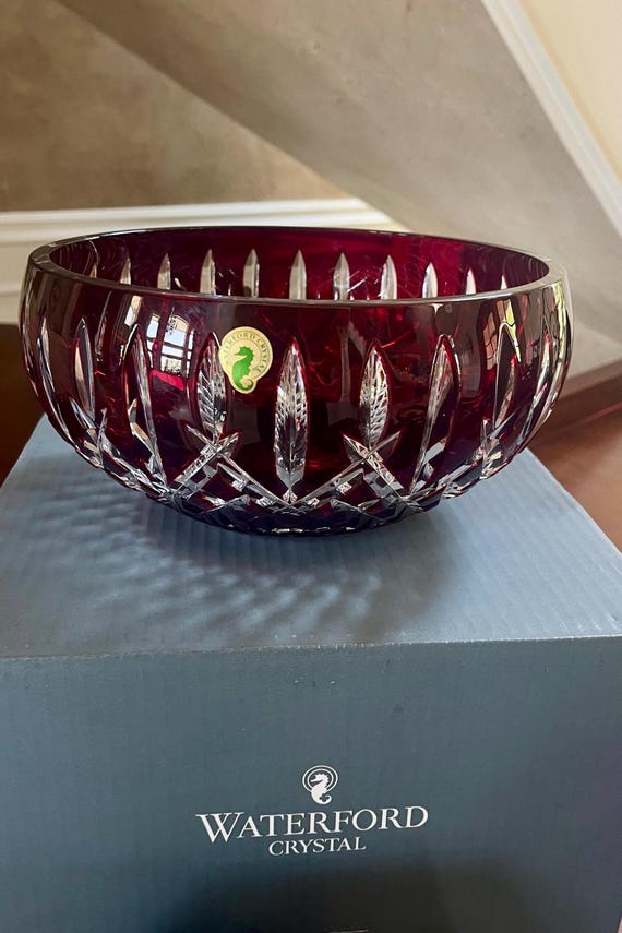 Waterford Crystal Large 9” Ruby Red Araglin Prestige Collection Bowl Mint Condition In Box