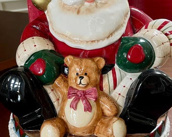 Fitz & Floyd Fireplace Santa Cookie Jar Mint Condition - Etsy Israel