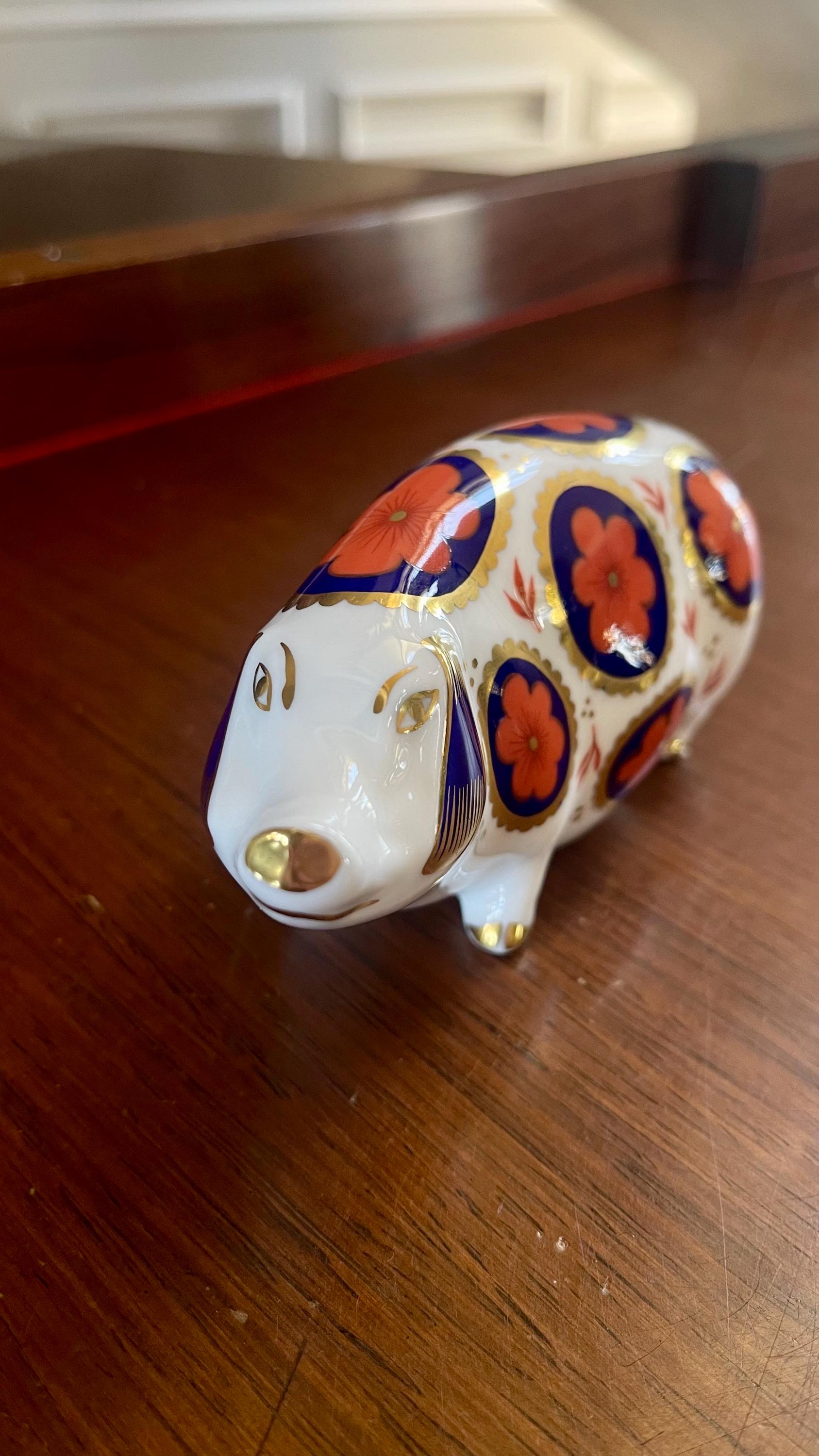 工芸品  Crown Derby Sitting Pig Royal Crown Derby Old Imari Pig Paperweight; Royal Crown Derby Pig