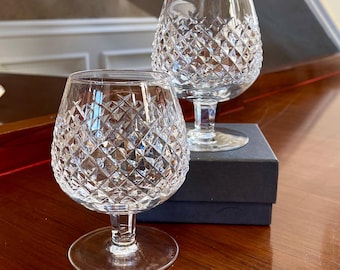 Pair Of Waterford Crystal Alana Balloon Brandy Snifter Glasses 12 oz.; Vintage Waterford Glasses Made in Ireland