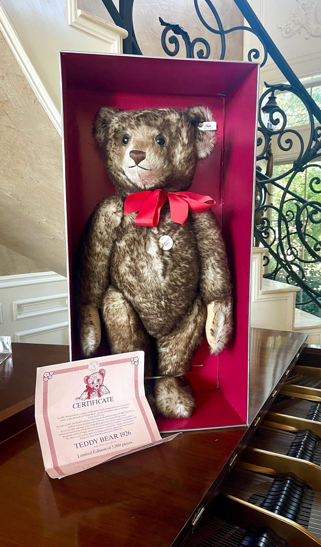 証明書有　65cmシュタイフ Happyハッピーアニバーサリー STEIFF Steiff 65cm “happy Anniversary” Teddy Bear 1926 Replica; Fully